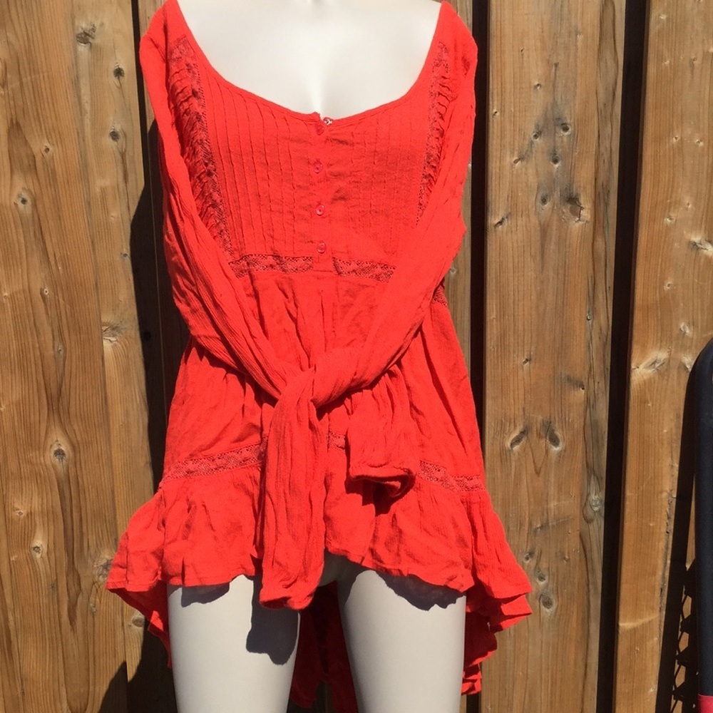 Free people tunic tank shirt s small 4 6 red